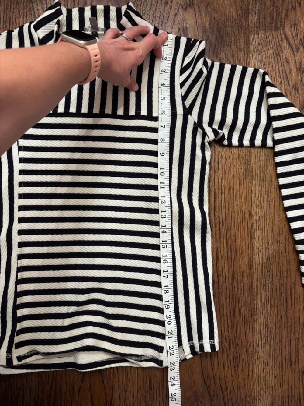 Talbots Striped Textured Top Size S Black Ivory Long Sleeve Athleisure - Picture 11 of 12